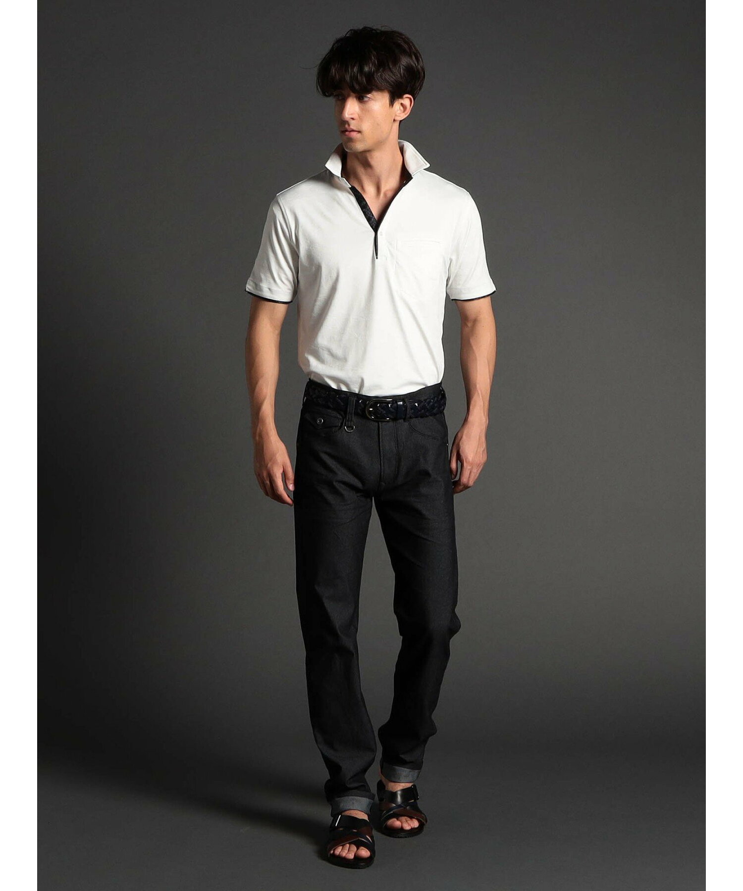 【22年モデル WEB限定再販売】迷彩ジャカード半袖スキッパーポロシャツ